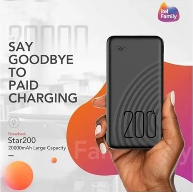 20000mAh Type-C USB Plastic Power Bank for Itel Star200c 10W QC2.0 Fast Charging Portable High Capacity