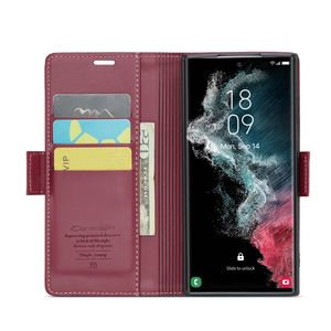 Étui de téléphone en cuir anti-vol RFID pour <span class=keywords><strong>Samsung</strong></span> Galaxy <span class=keywords><strong>S22</strong></span> <span class=keywords><strong>Ultra</strong></span> 5G <span class=keywords><strong>CaseMe</strong></span> 023 avec boucle papillon et texture litchi nouvel arrivage - Product Image 4