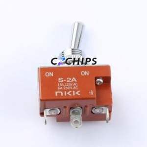 S2A Toggle Switch Through hole Component (THT) Switch Single Pole Double Throw 125V 30V Cylindrical Knob - Product Image 1