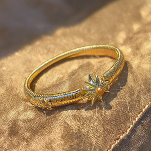 Fashion Bangle 316L Stainless Steel PVD Gold Plating Star Design <b>Stretch</b> <b>Bracelet</b> - Product Image 3