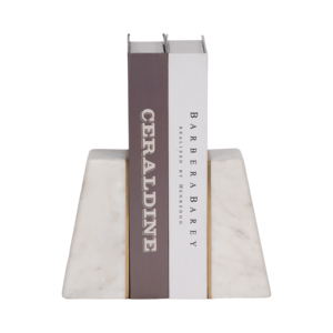 Fermalibri Trapezoidali Moderni in Marmo e Ottone, Decorazione per Libreria, Accessori per Scrivania Casa e Ufficio - Product Image 2