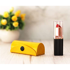 Custom-made PU leather <b>lipstick</b> <b>case</b>, single-piece <b>lipstick</b> protective sleeve, portable lip gloss storage box with <b>mirror</b>. - Product Image 1