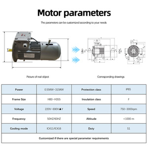 มอเตอร์ไฟฟ้ากระแสสลับแบบอะซิงโครนัสสามเฟส Innomotics 2-Pole 3000 รอบต่อนาที 0.75KW~315KW ป้องกันฝุ่นและป้องกันการระเบิด พร้อมมาตรฐาน IP65 - Product Image 3