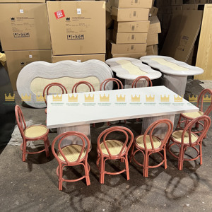 Nouveauté table de fête rectangulaire en rotin pour enfants, vente en gros de meubles en rotin pour utilisation en plein air dans les parcs - Product Image 3