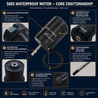 Moteur sans balais étanche IP68 Waillynice 5885 240KV 24V 4-10S 1100W pour propulseur de robot sous-marin ROV et bateau