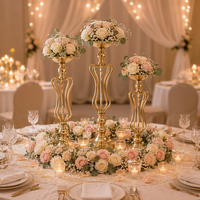 Photophore doré à taille fine, pot de fleurs de table, marqueur d'allée plaqué or de style européen pour la décoration de mariage et de fête