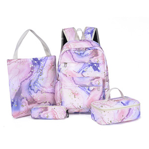 Carrying Backpack 4 in 1 Cute Backpack <b>Sets</b> Kids School Bag <b>Set</b> With <b>Lunch</b> Box Pencil Case Elegant Backpack Women - Product Image 1