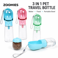Bouteille d'eau portable 3-en-1 pour chien avec distributeur de nourriture à une touche et gamelle large pour le voyage – Vente en gros