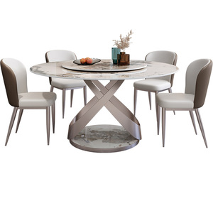 Juego de Mesa de Comedor Redonda Moderna con <span class=keywords><strong>Patas</strong></span> de Acero al Carbono y Acabado Brillante, Estilo Nórdico, Giratoria, para Cocina o Comedor, Venta al por Mayor - Product Image 6