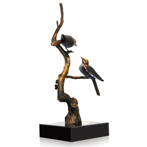 Brass Bird Sculpture On Tree Branch Golden Bronze Handmade Home Office Decor Gift HX9529 - Product Image 5