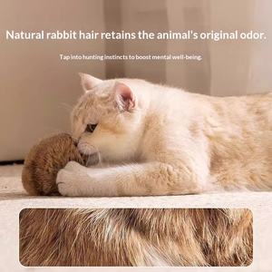 Pelota de Juguete para Gatos de Piel de Conejo, Material de Piel de Conejo Real, Resistente a Mordidas y Arañazos, Juguete para Gatos de Interior, Entretenimiento para Gatos - Product Image 6