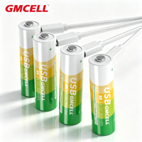 Batterie au lithium GMCELL à charge directe USB 1,5 V AA AAA C D 9 V, cellule à tension constante de qualité A, sans chargeur supplémentaire, protection de sécurité
