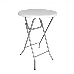 Portable <strong>Round</strong> <strong>White</strong> HDPE bar High Folding <strong>Table</strong>, Cocktail <strong>Table</strong> Suitable for Outdoor and Hotel <strong>Dining</strong> - Product Image 1