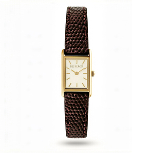 Montre à quartz pour femme personnalisée OEM, boîtier rectangulaire, acier inoxydable, cadran analogique, bracelet en cuir véritable, montre élégante et tendance - Product Image 3