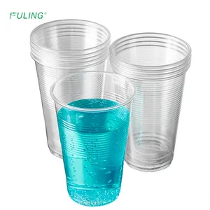 FULING 제조 업체 도매 일회용 pp 열성형 투명 플라스틱 물 컵 물 맥주 용 플라스틱 유리