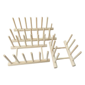 eco friendly kitchen wooden bamboo pine drainer wood rack plate stand bamboo wooden dish rack