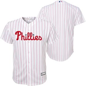 Philadelphia Phillies Youth White Home Jersey <b>Baseball</b> Collar Breathable Boys Apparel - Product Image 1