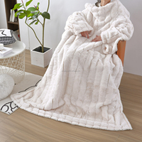 FY Luxuriöse Koreanische Nerz-Imitat Raschel-Decke 100% Polyester Einfarbiges Muster Stricktechnik