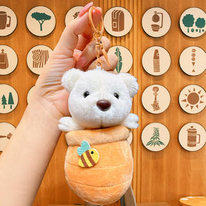 Mignon porte-clés en forme d'ours en coton pour sac d'école, pendentif, vente en gros, cadeau de bijoux avec petit ornement en peluche - Product Image 6