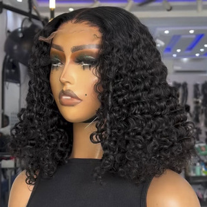 Peluca de Cabello Brasileño con Frente de Encaje 13x4, Densidad 250%, Corte Bob Corto con Ondas Sueltas y Rizadas, Transparente para Peluca con Frente de Encaje - Product Image 4