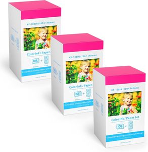 Compatible avec le papier photo et l'<span class=keywords><strong>encre</strong></span> <span class=keywords><strong>Canon</strong></span> <span class=keywords><strong>Selphy</strong></span> KP-108IN |   4x6 pouces brillant pour <span class=keywords><strong>CANON</strong></span> <span class=keywords><strong>SELPHY</strong></span> CP1500 CP1300 CP1200 - Product Image 1