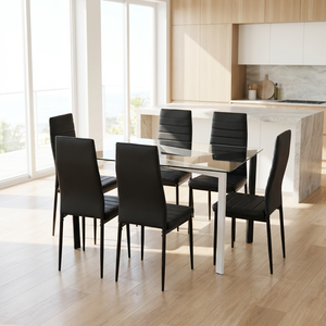 Affordable <b>Glass</b> Modern Dining <b>Tables</b> <b>and</b> <b>Chairs</b> Set Home Smart <b>Table</b> DA157+DA258 <b>Glass</b> Modern Dining <b>Tables</b> <b>and</b> <b>Chairs</b> Set Home - Product Image 4