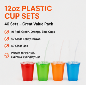 12 Oz <b>Plastic</b> <b>Cup</b> With Lid And Straw Round PP Disposable Beverage <b>Cup</b> For Party Use - Product Image 5