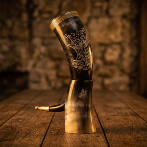 Cuerno para Beber Hecho a Mano con Cuerno de Búfalo, Diseño Animal Tallado y Borde de Latón, Artesanía Natural Coleccionable - Product Image 5