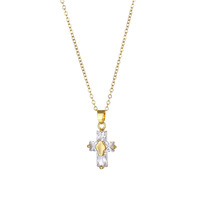 CZ Pierre Double Croix Pendentif Collier Personnaliser Or Plaqué En Acier Inoxydable Chaîne Hip Hop Cristal Croix Collier Accessoires
