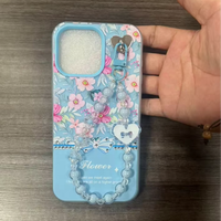 Coque de téléphone PC Fleur Diamant avec chaîne pour iPhone 18 17 16 15 14 13 12 11 et ITEL City200 City100 A100C A200 – Housse arrière tendance pour filles