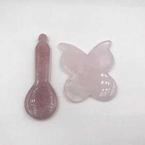 Outil de réflexologie faciale Rose Quartz Gua Sha cuillère masseur d'acupression Quartz Guasha cuillère forme Gua Sha bâton pour les yeux - Product Image 6