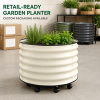 Bac à plantes surélevé rond en métal ondulé, couleur personnalisée, pour extérieur, avec emballage de vente au détail pour centre de jardinage, vente en gros
