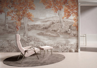 Papier peint mural floral européen en vinyle, pelable et auto-adhésif, imperméable, pour la décoration de hall d'hôtel, de bureau et de maison