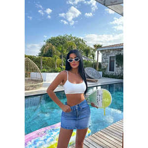 Blue Vintage <b>Denim</b> Midi <b>Skirt</b> with Button Decoration <b>Pleated</b> Silhouette Modest Style for Spring Summer Autumn Winter Use - Product Image 1