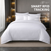 Ensemble de literie d'hôtel de luxe en satin 100% coton blanc des années 80 avec puce de gestion intelligente RFID pour les normes 5 étoiles Hilton
