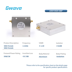 Aislador RF de 16dB con Circulador SMA Hembra, 30 Watts de Potencia Efectiva de 1GHz a 2GHz, Modelo GIS010020-SMF - Product Image 2