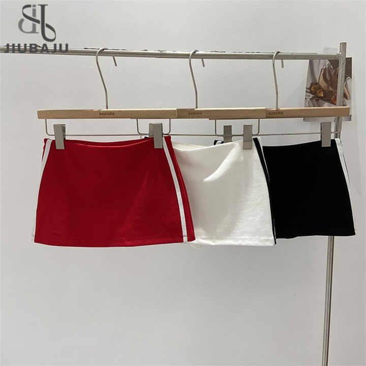12211 Red Side Striped Mini Skirt main image 0