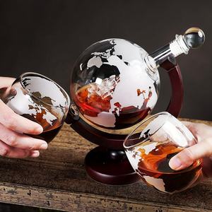 Ensemble de <span class=keywords><strong>carafe</strong></span> à whisky en verre borosilicate <span class=keywords><strong>Globe</strong></span> à voile créatif exquis, <span class=keywords><strong>carafe</strong></span> à whisky, 2 verres, support en bois, sans plomb, 850 ml, élégant - Product Image 4