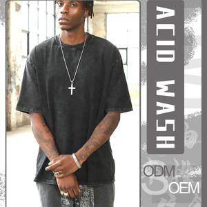 Camiseta de gimnasio de algodón 100% Premium, lavado ácido Vintage personalizado, secado rápido, peso pesado, 240 GSM, ropa de atleta de Fitness de gran tamaño - Product Image 1