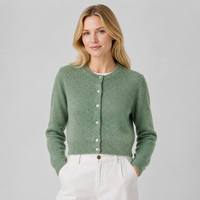 Vente en gros de cardigan pour femmes en 70% laine et 30% cachemire, fabrication directe d'usine, prêt à être expédié, pull en tricot doux avec boutons perlés