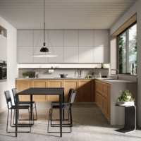 Armoires de cuisine sur mesure en bois gris clair et chêne naturel, avec rail de suspension ouvert et base Shaker, pour la rénovation résidentielle, vente en gros