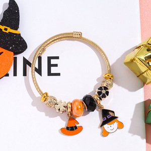 אופנה נירוסטה bangle halloween מכשפה רוחות דלעת תליון צמיד חרוזים לנערות - Product Image 2