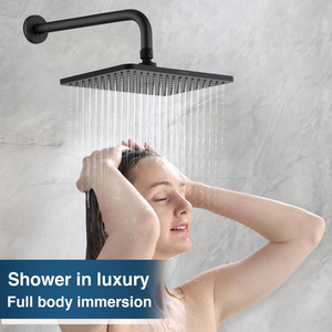 Soffione Doccia Fisso da Soffitto <span class=keywords><strong>Quadrato</strong></span> da 9 Pollici a Risparmio Idrico, Finitura Nera ad Alta Pressione con Effetto a Pioggia - Product Image 2