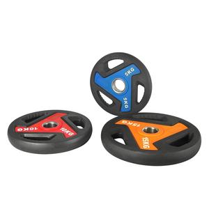 Disques d'haltérophilie à trois trous <span class=keywords><strong>en</strong></span> caoutchouc pour fitness, plaque d'haltères <span class=keywords><strong>en</strong></span> <span class=keywords><strong>fonte</strong></span> colorée pour compétition - Product Image 5