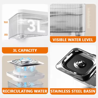 Fontaine à eau automatique pour animaux de compagnie 3L ABS sans fil avec écran LCD et réglage de l'heure, étanche pour chiens, chats et petits animaux