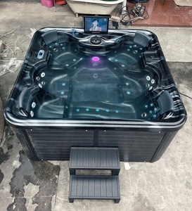 Spa de <span class=keywords><strong>piscine</strong></span> extérieur 6 personnes, couleur noire, avec Smart TV et Wi-Fi, pour villa et jardin, bain à remous hydromassant - Product Image 3
