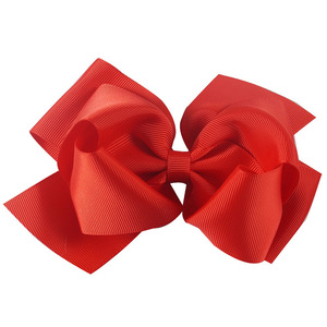 6 inch đôi Stack Grosgrain Ribbon Clip tóc màu rắn Tóc cung cho bé gái - Product Image 4
