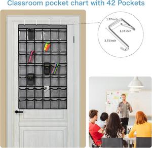 Organisateur mural pour téléphone portable à 42 poches pour salle de classe, tableau de rangement pour fournitures scolaires, tableau de rangement pour outils d'enseignant - Product Image 3