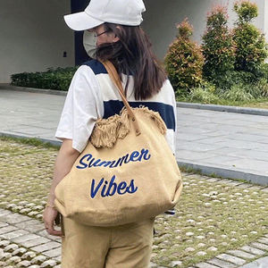 Sac fourre-tout en toile de grande capacité, nouveau design, tendance streetwear, avec poche zippée, longue poignée, pour étudiants, courses, cadeaux - Product Image 2
