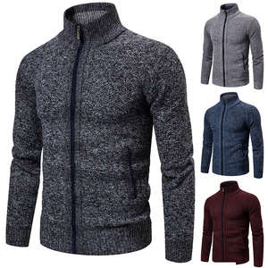 Heren Vest Trui Breien Winter Volledige Rits Lange Mouw Dikke Vest Jas - Product Image 2